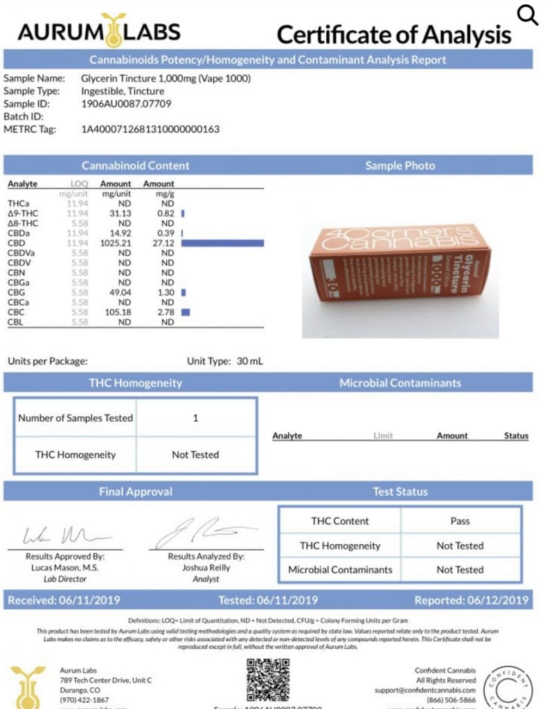 4 corners cbd vape 1000 coa